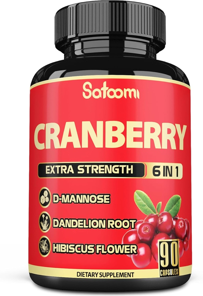Satoomi 6in1 Cranberry Pills for Women - 3Month Supply - 6 Herbal Materialss Extract - 90 Veggie Capsules