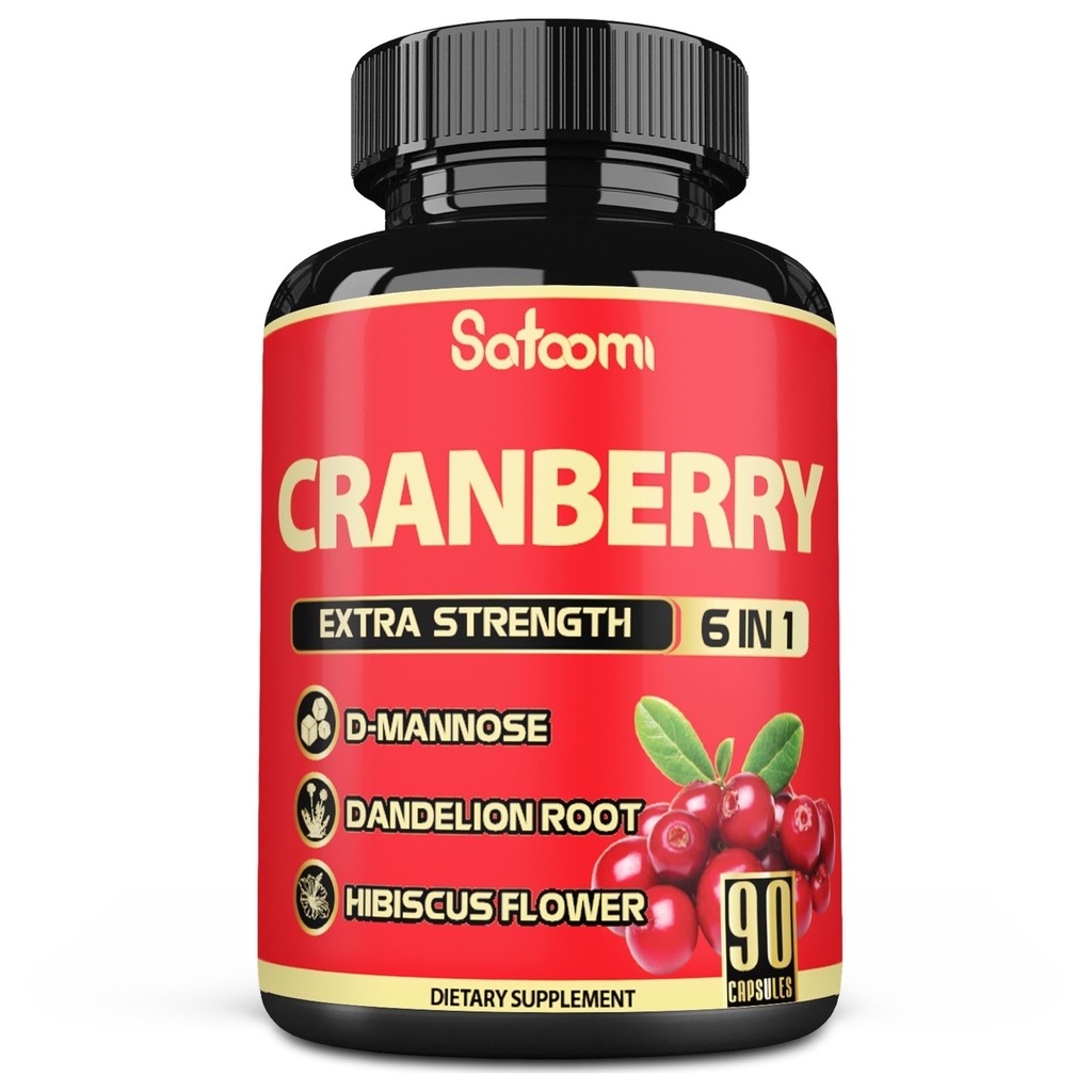 Satoomi 6in1 Cranberry Pills for Women - 3Month Supply - 6 Herbal Materialss Extract - 90 Veggie Capsules