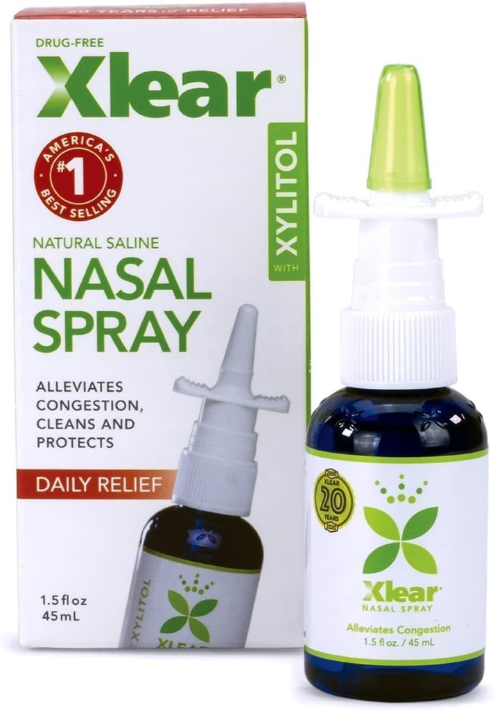 Xlear Φυσικό Nasινικό σπρέι με ξυλιτόλη, 1,5 fl oz (πακέτο των 3)