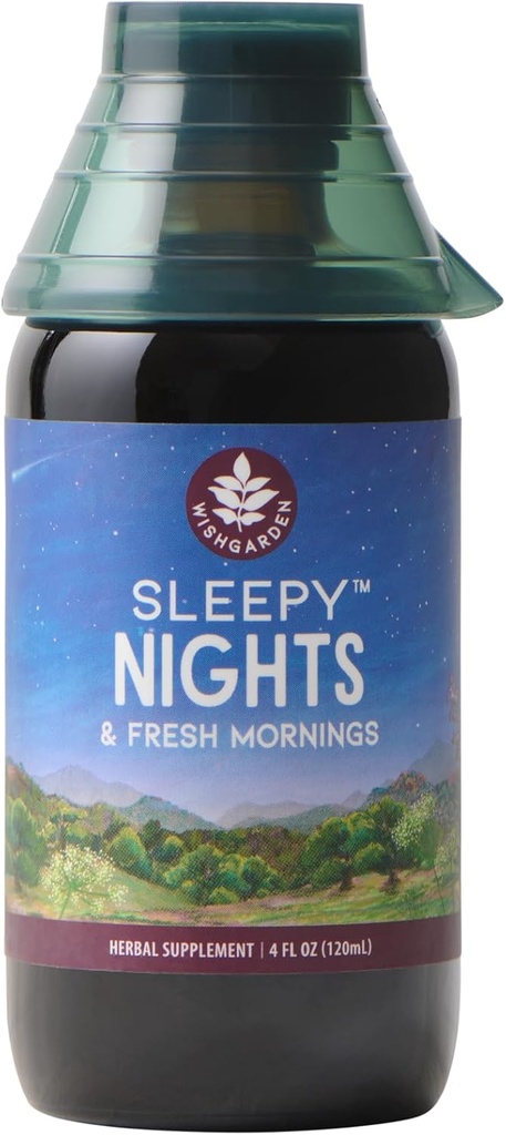 WishGarden Herbs Sleepy Nights & Fresh Mornings - All-Doğal Herbal Uyku Aid Tincture, Organik Uyku Supplement with Passionflower, Hops and Scullcap, Supports Deep Sleep & Health Sleep Cycles, 4oz