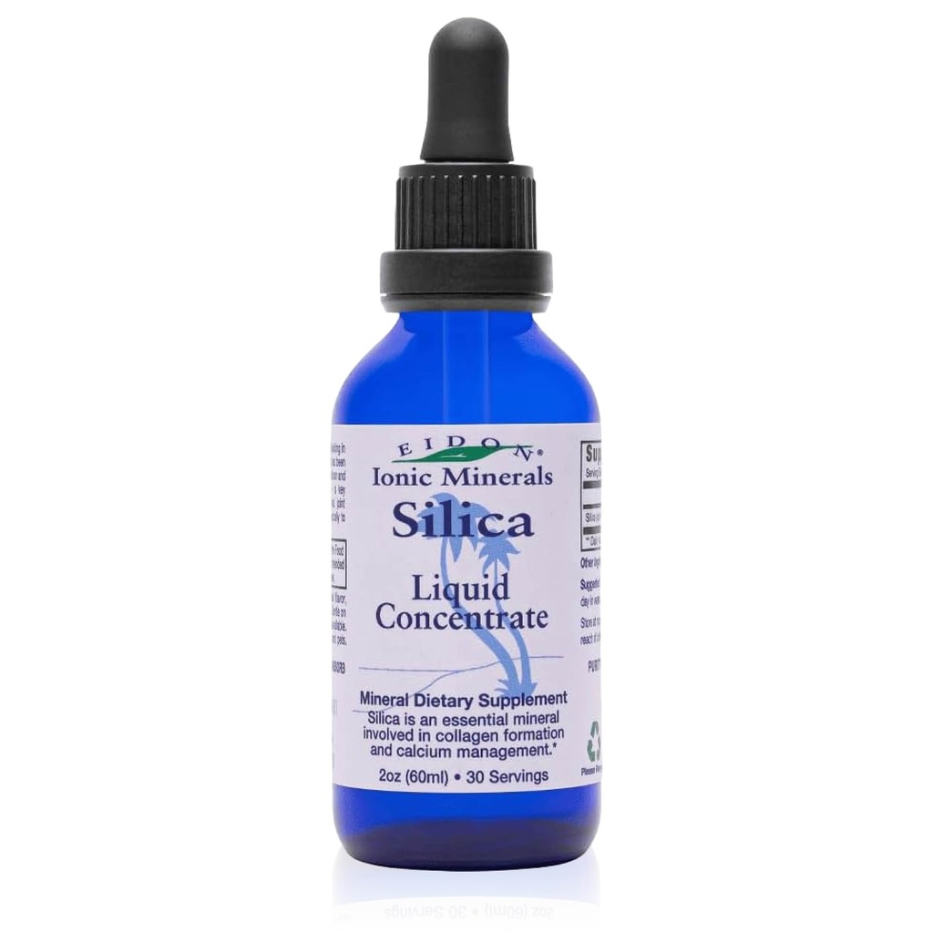 Eidon Liquid Silica Mineral Concentrate - Silica Supplement for Hair, Skin, and Nails, Supplement Drops to Support Collagen Production & Hair Loss for Women & Men, Helps Manage Calcium - 2 oz