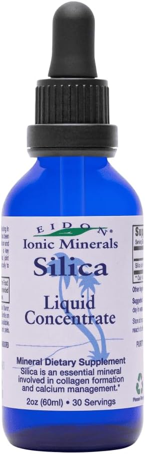 Eidon Liquid Silica Mineral Yoğunluğu - Saç, Cilt ve Çiçekler için Silica Supplement, Collagen Production'ı Desteklemek için Drops, Helps manageuba, NoEDIT Sugar - 2 ozz