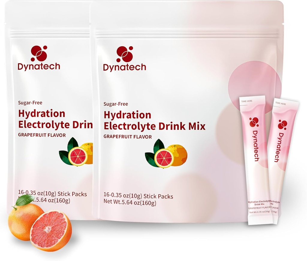 Dynatech Zero Sugar Electrolyte Drink Mix - Grapetre - Hydration Toz Packets with 10 Electrolytes & Vitamins | Non-GMO, Gluten Free, Vegan Electrolytes Toz Paketleri | 32 Hizmet