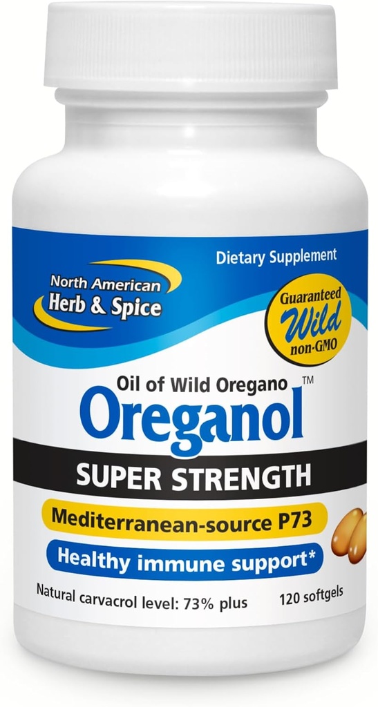 NORTH AMERICAN HERB & SPICE Super Strength Oreganol P73, 120 Softgels - Immune System Support - Vegan Friendly Wild Oregano - Non-GMO - 120 Servings