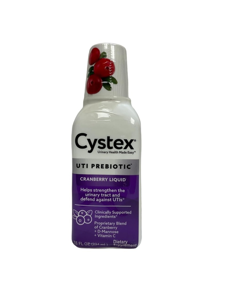 Cystex UTI Prebiyotik Cranberry Liquid, Urinary Tract Support with D-Mannose, C, and Bromelain, 7.6 FL OZ (Pack of 6)
