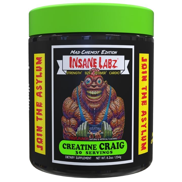 Insane Labz Creatine Craig - Γεύση, Προ προπόνηση, Post προπόνηση, Build Muscle (30 υπηρεσίες (πακέτο του 1), Fruit Punch)