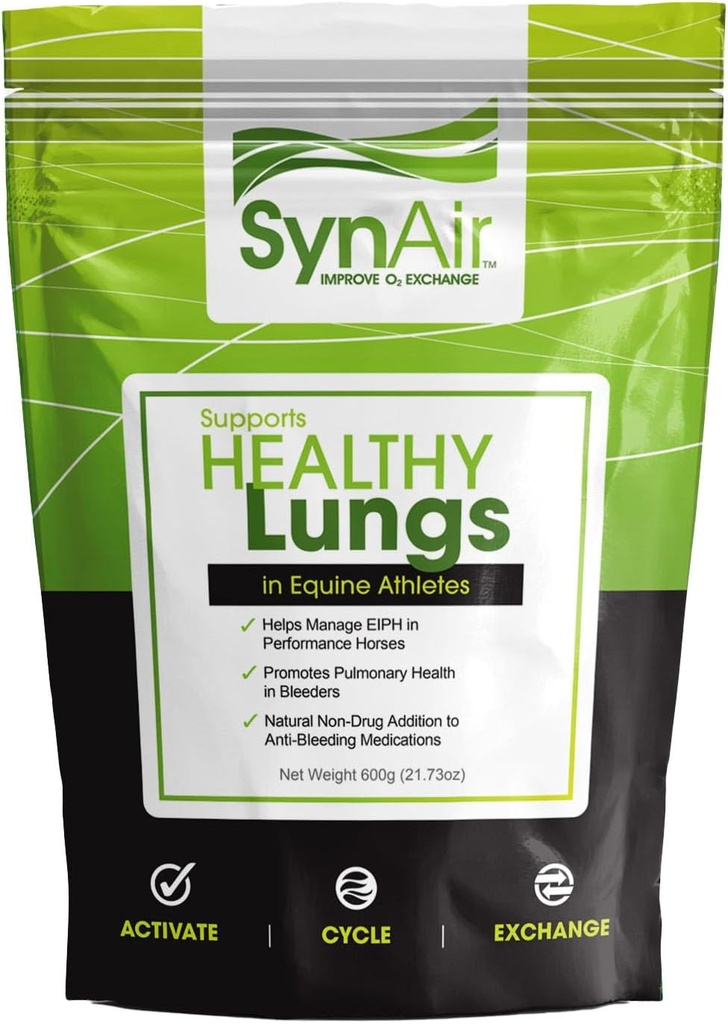 SynNutra Equine SynAir – Natural EIPH Management & Lung Support for Horses – Φόρμουλα χωρίς ναρκωτικά για την προώθηση της υγείας των αεραγωγών & Made in USA