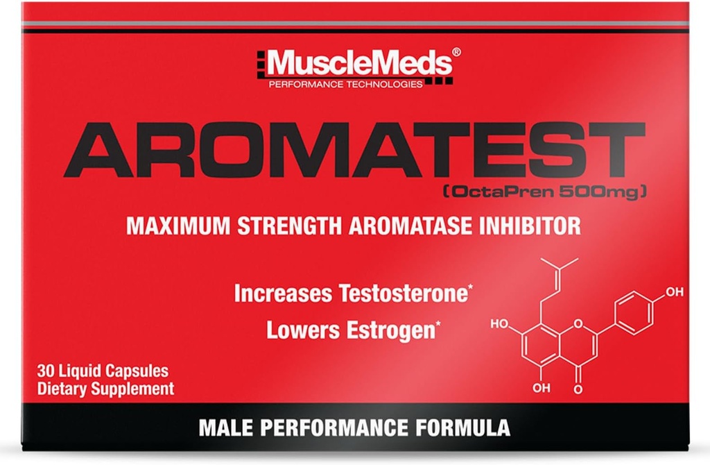 KasMeds AROMATEST testosteron ATM & Aromatase Inhibitor, Lowers Estrogen, Supports Muscle Building & Strength, Anti-Aging Hormon Makyaj for Men, 30 Liquid caps