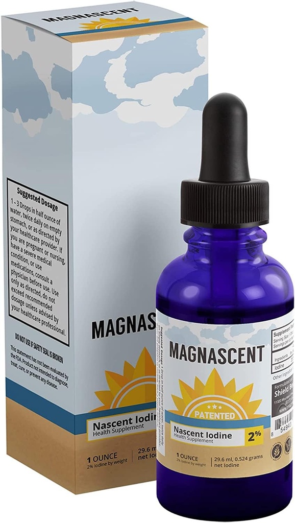 Nascent Iodine Organic Daily Health Supplement High Potency 2% συμπυκνωμένες σταγόνες υγρού ιωδίου Υποστηρίζει την ενέργεια και το μεταβολισμό (1oz/30ml)