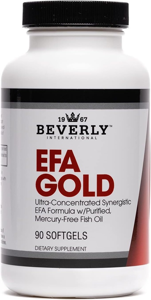 Beverly International EFA Gold, 90 κάψουλες Softgel. Υψηλή ισχύς Omega-3s EPA και DHA + Ωμέγα 6&9 λιπαρά οξέα. Συνδυασμός ψαριών, λιναρόσπορου και λαδιού.