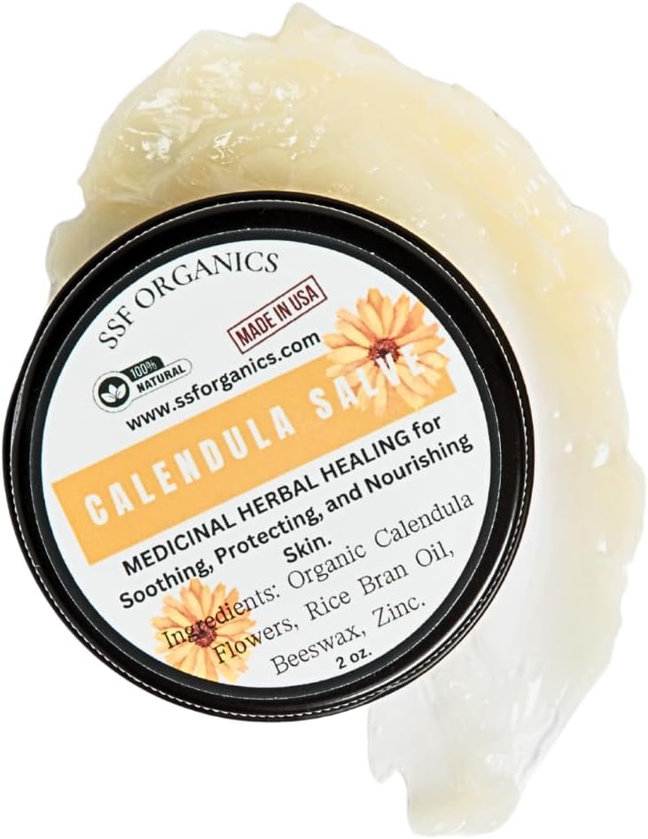 SSF Organiks-Calendula Skin Tamir Salve | Hasarlı Skin | Natural Remedy for Rashes, Irritation, Redness, Swelling, Itchy Kuru Skin. 2 oz.