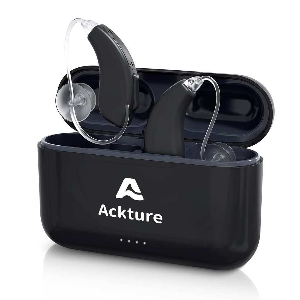 İşitme Yardımları, Gürültü Cancelling ile Seniors Yetişkinler için ekran işitme Yardımı, 16-Channel Digital Invisible işitme Amplifier with Volume Control, Portable Şarj Case, Black
