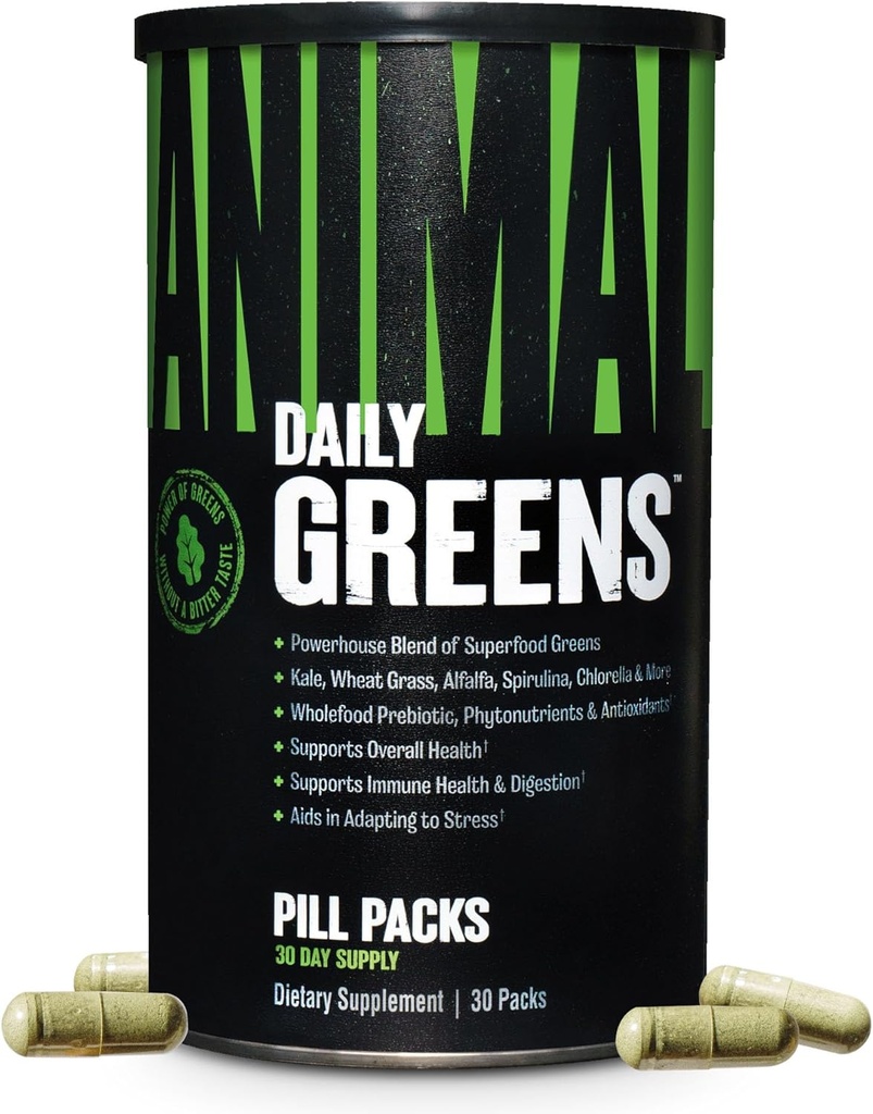 Animal Daily Greens Pill Packs - Kale, Buğday Grass, Alfalfa & More - Üstün Digestion, Gut Health ve Immunity For Men & Women - 30 Day Supply