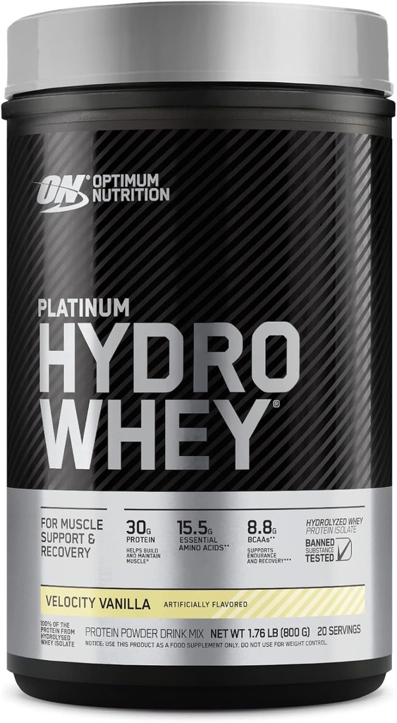 Optimum Platinum Hydrowhey Protein Tozu,% 100 Hydrolyzed Whey Protein Isolate Toz, Flavor: Velocity Vanilla, 1.75 Pounds