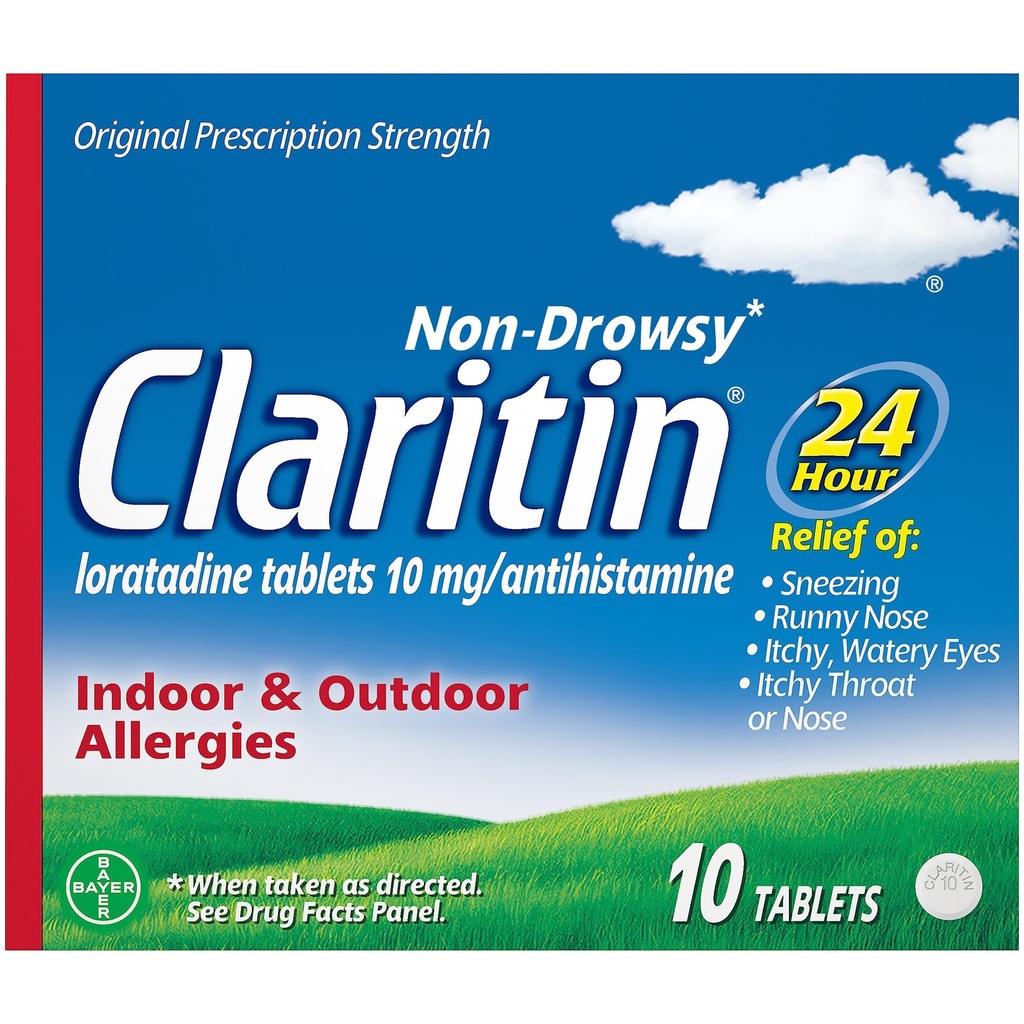 Claritin 24 HR Μη Νυσταγή Αλλεργία Ιατρική, Loratadine αντιισταμινικά δισκία, 10 Ct