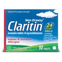 Claritin 24 HR Non Drowsy Alerji Tıp, Loratadine antihistamin tabletleri, 10 Ctt