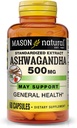 Mason Natural Ashwagandha 500 mg, Adaptogen για το στρες & την ενεργειακή υποστήριξη, συμπλήρωμα βοτάνων, 60 ημέρες προσφοράς