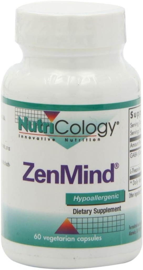 Nutricology ZenMind συμπλήρωμα - υποστήριξη ηρεμίας, ημέρα ή νύχτα, GABA, L-Θεανίνη, Hypoallergenic, χορτοφάγους κάψουλες - 60 κόμης