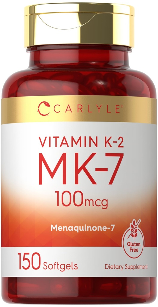 Carlyle Vitamin K2 MK7 100 mcg | 150 Softgels | Bioactive Trans-Form MK7 | Non-GMO & Gluten Free Supplement