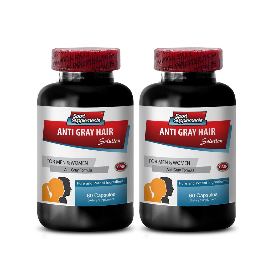 Folic asit kapsülleri - Anti Gray Saç - Gray saçları uzakta, doğal saç büyüme ürünleri, saç büyümesi kadınlar için saç biyotin vitaminleri, saç derisi ve tırnak 2Bots 120Caps