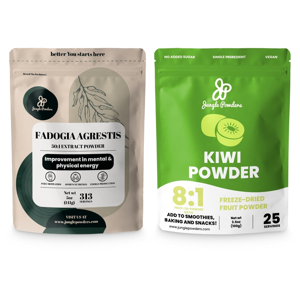 Jungle Tozs Men's Health Sche: 5oz Fadogia Agrestis Extract & 5oz Freeze-Dried Kiwi Fruit Toz - Saf Nijeryalı Fadogia for Traditional Drive & Passion Support & Unsweetened Kiwi Extract