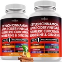 Ceylon Cinnamon, Turmeric, Apple Cider Vinegar, BTC, Aloe Vera, Berberine Plus Banaba, Ginger Root - 120 Kont