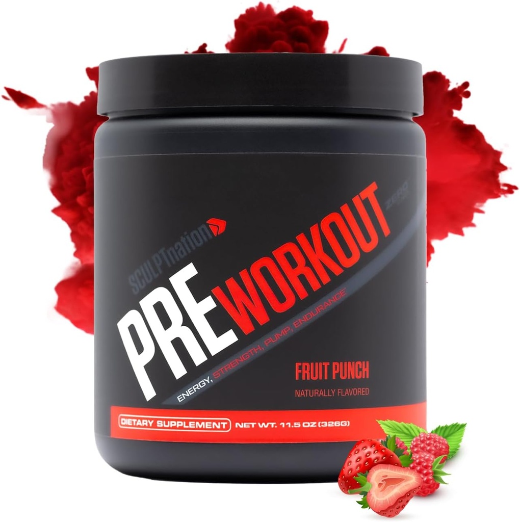 Sculpt Nation by V Shred PreWorkout - Premium PreWorkout σε σκόνη με Αμινοξέα για την απόλυτη απόδοση, αντοχή, και την ενεργειακή υποστήριξη, Punch φρούτων - 30 εξυπηρετούν