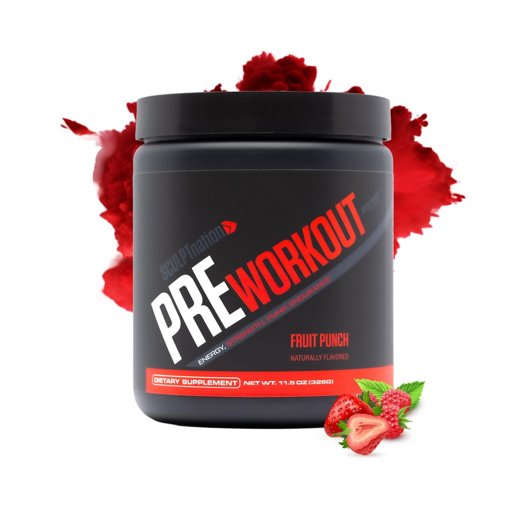 Sculpt Nation by V Shred PreWorkout - Premium PreWorkout σε σκόνη με Αμινοξέα για την απόλυτη απόδοση, αντοχή, και την ενεργειακή υποστήριξη, Punch φρούτων - 30 εξυπηρετούν