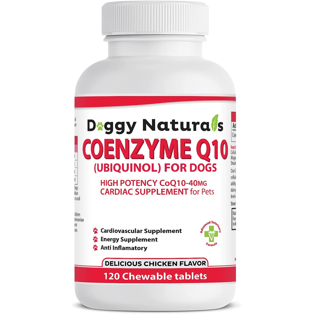 Coenzyme Q10 Yüksek Potency COQ10-40 mg UBIQUINOL for Dogs (120 Tabs) ABD'de Köpekler için yapılmış