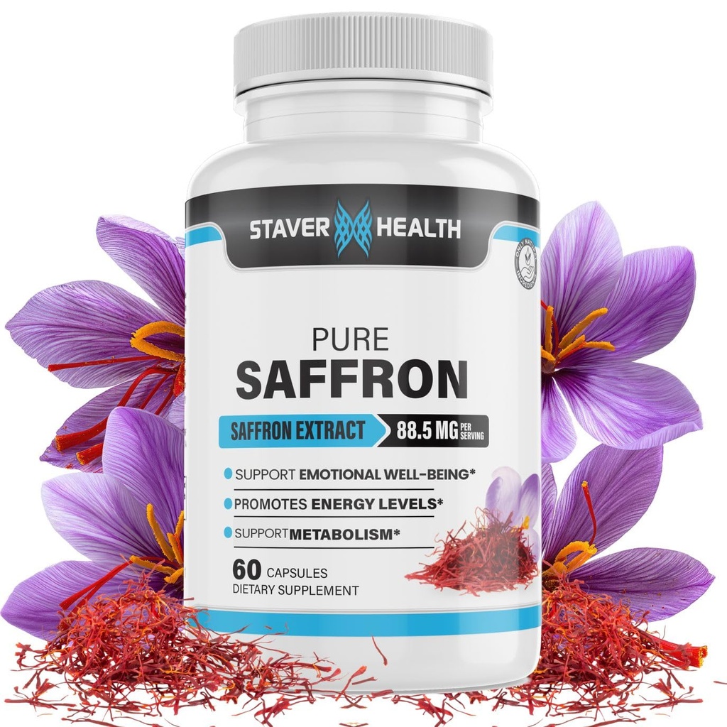 Saffron Extract Capsules, 88.5 mg, MoodBoost için 60 Veggie Capsules ve Enerji Desteği