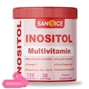 Myo & D-Chiro Inositol Multivitamin Capsules, 2000 mg Myo-Inositol & 50 mg D-Chiro Inositol 40:1 Mix, B8 Supplement for Women Hormon (120 Capsules)