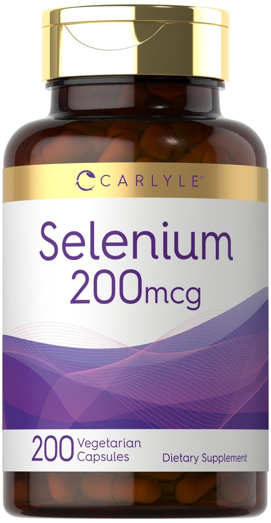 Carlyle Yeast Free Selenium Supplement | 20006 | 200 Capsules | Vegetarian, Non-GMO ve Gluten Free Mineral Formula | L-Selenomethionine | Değer Boyut