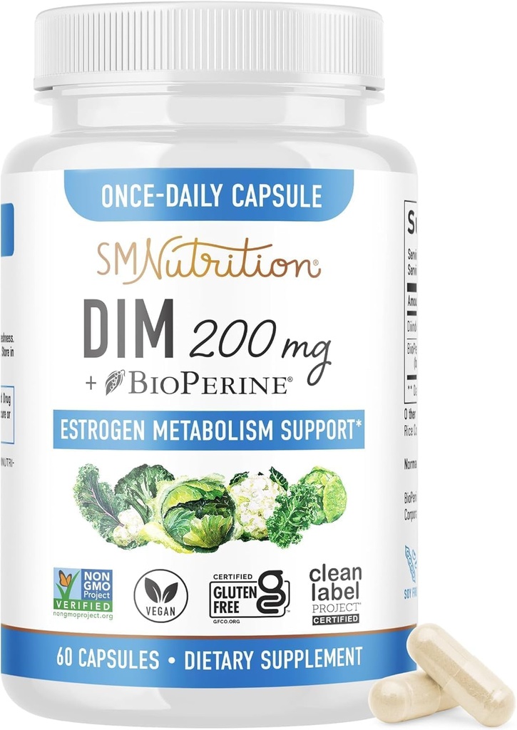 Tamam 200 mg | Kadınlar ve Erkekler için Estrogen Dengesi | Hormonal Acne, Hormon Dengesi, Menopause & Antioksi Destek | Clean Label Project Sertifikalı, Vegan & Soy Free Diindolylmethane | 60 Ct.