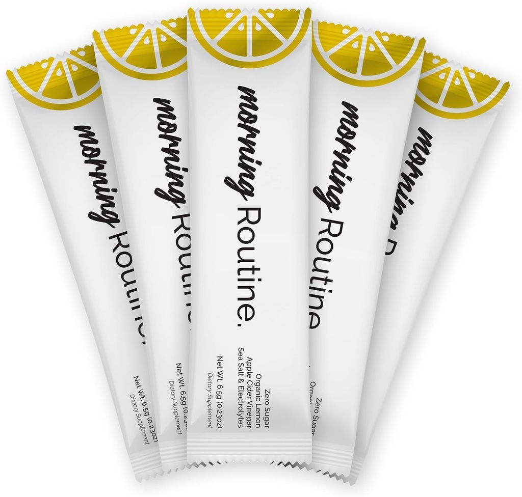 ROUTINE Morning Daily Hydration | Electrolyte Toz Paketleri Apple Cider Vinegar, Lemon ve Sea Salt | Keto & Paleo-Friendly Electrolyte Drink Mix (5 Pack)