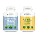 Αμιγώς ολιστικό μηλεϊκό μαγνήσιο 400mg + βιταμίνη D3 125mcg K2 MK7 90mcg - 270 δισκία & 150 κάψουλες - Χορτοφαγικό δέμα - Made in USA