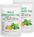 Oregano Oil Capsules, 240 Softgels, 2 in 1 6.000 mg Wild Oregano Oil with Black Seed Oil 200 mg Supplement- 4X Strength Carvacrol & Youmoquinone, Gluten Free & Non-GMO