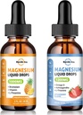 2 Pack Magnesium Liquid Drops Sugar-Free Pineapple & Strawberry Flavor