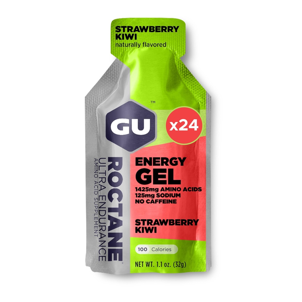 GU Energy Roctane Ultra Endurance Energy Gel, Vegan, Gluten-free, Kosher, και Dairy-free On-The-Go Sports Διατροφή για τρέξιμο, ποδηλασία, πεζοπορία ή σκι, Φράουλα Kiwi (24 πακέτα)