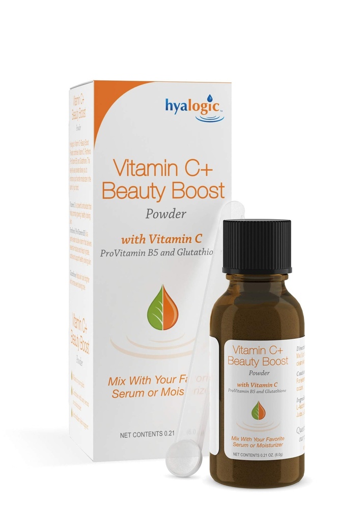 Hyalogic Vitamin C+ Beauty Powder - Beauty Boost Powder for Face, Mix with Moisturizer or Serum, Skin Hydration & Collagen Support, 6g