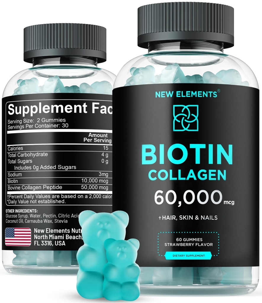 Biotin & Collagen Gu Gummies - 50.00006 Collagen + 10.000mcg Biotin | Saç, Skin & Nails Erkekler ve Kadınlar için Destek | Saç Büyüme, Glowing Skin & Güçlü Nails | Non-GMO, Chewable, Great-Tasting