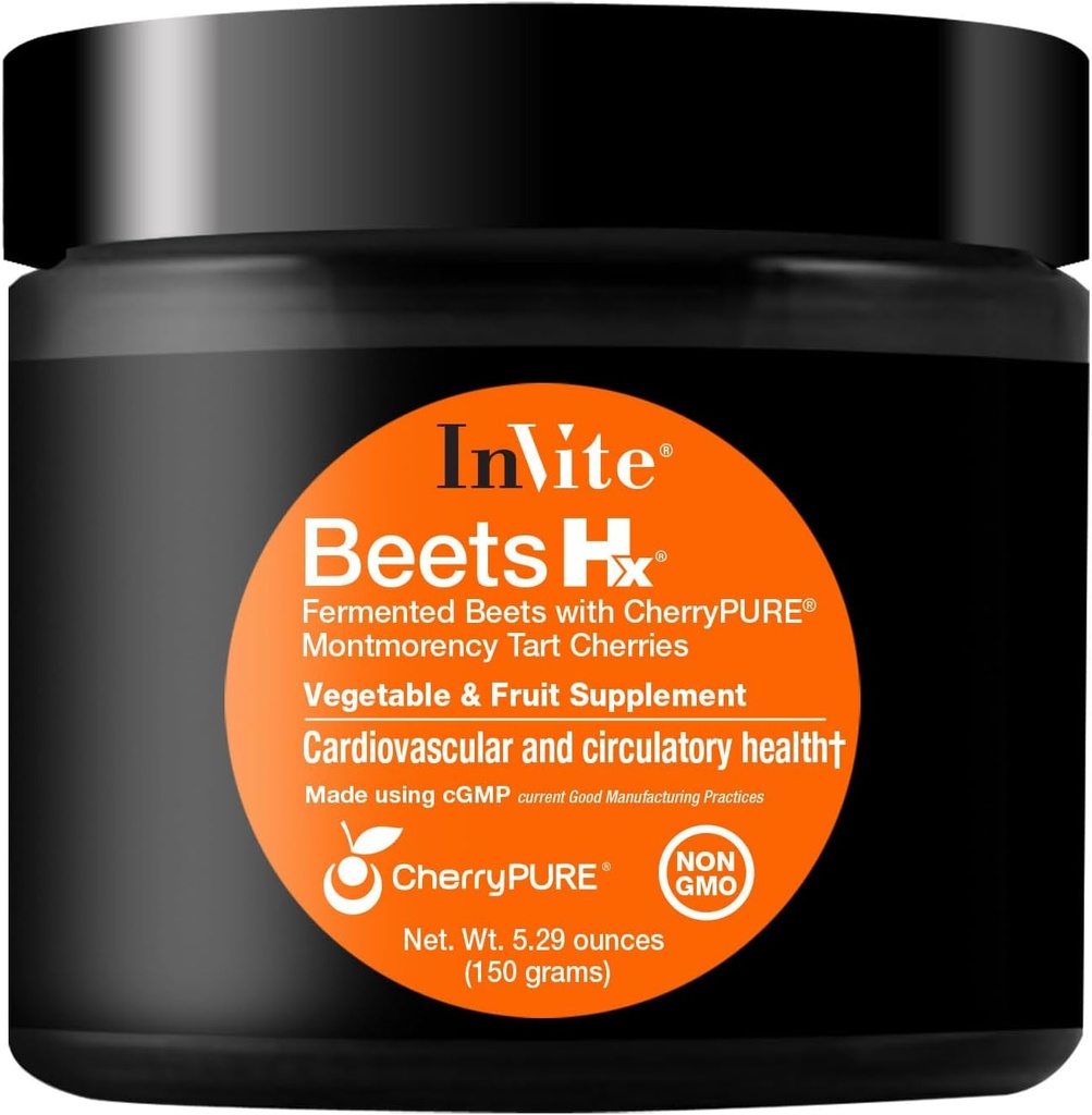 Invite Health Beets Hx® - Meyve ve Sebze Supplement, Superfood Toz - Contains Red Beet Root and Tart Cherry Skin - 30 Hizmet