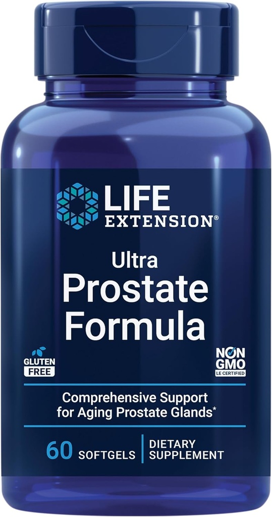 Επέκταση ζωής Ultra Prostate Formula, Πριόνι Palmetto για άνδρες, pygeum, τσιμπώντας ρίζα νεφών, λυκοπένιο, υγεία του προστάτη, ροή ούρων, PSA, μη-GMO, χωρίς γλουτένη, 60 softgels