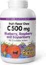 Doğal Faktörler Çocuklar Yeterli Vitamin C 500 mg, Destekler Immune Health, Bones, Teeth and Gums, Blueberry, Raspberry and Boysenberry, 180 Wafers
