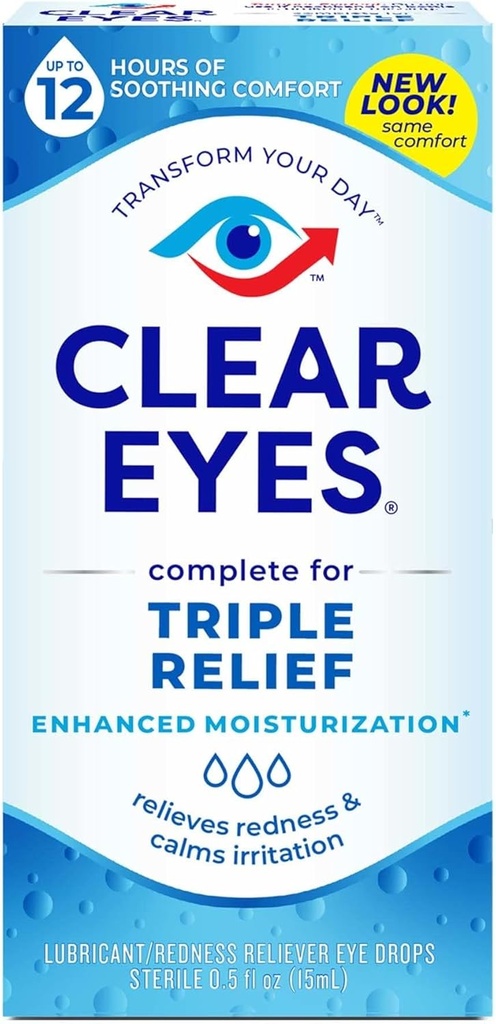 Clear Eyes Triple Action Relief Eye Drops 0,50 Ounce