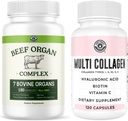 Left Coast Performance Beef Organ Kompleksi Capsules, 180 Count + Multi Collagen Capsule, 120 Count
