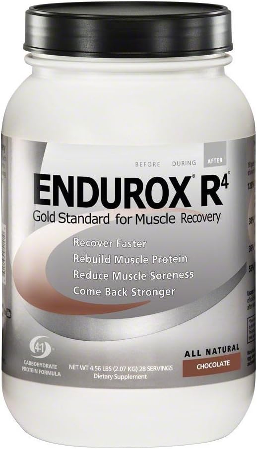 Endurox R4 by PacificHealh - All Natural Post Workout Recovery Drink Mix with protein + Carbs & Electrolytes - For Faster Recovery, Reduced Soreness & Muscle Re built - 28 Services (Chocolate)
