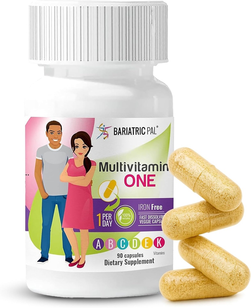 BariatrikPal Multivitamin ONE 1 per Day! Bariatrik Multivitamin Capsule Iron Free | Swallow Capsule | Bariatrik Cerrahi Hastalar için Vitamin | 90 (3 Ay Supply)