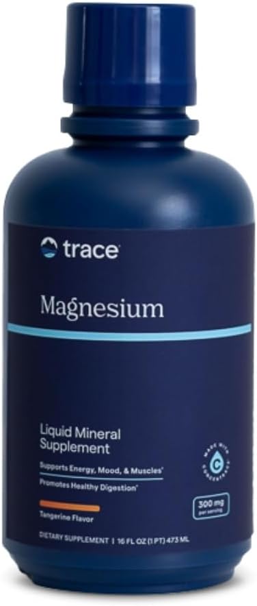 Trace Minerals Magnezyum Sıvı 300 mg - Enerji ve Kalp Sağlığı Desteği Tamam - Mineraller Yardım Digestion & Hydration - Sağlıklı Kemikleri Destek - Doğal Tangerine Flavor, 16 fl oz (32 hizmet)