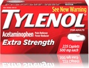 Tylenol Ekstra Kuvvetli Caplets with 500 mg Acetaminophen, Pain Reliever & Ateşleme, For Headache, Backache & Menstrual Pain Relief, 225 ctt