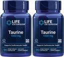 Επέκταση ζωής Ταυρίνη, Pure Taurine Amino Acid Supplement, Heart, Liver and Brain Health, Longevity, Myster and Exercise, δόση 1000 mg, Μη ΓΤΟ, Χωρίς γλουτένη - Δύο συσκευασίες - 90 κάψουλες χορτοφάγων x 2